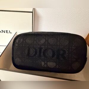 Dior Black Mesh Pouch in Chanel couture box. New. GWP.